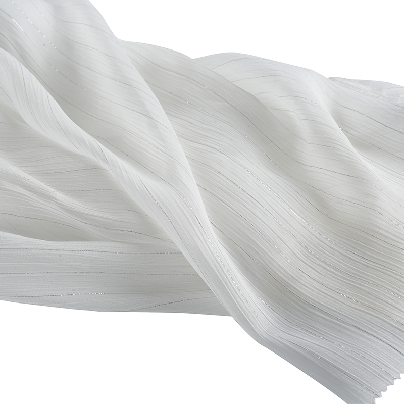 Krepa z szyfonu ze srebrnego jedwabiu 75D