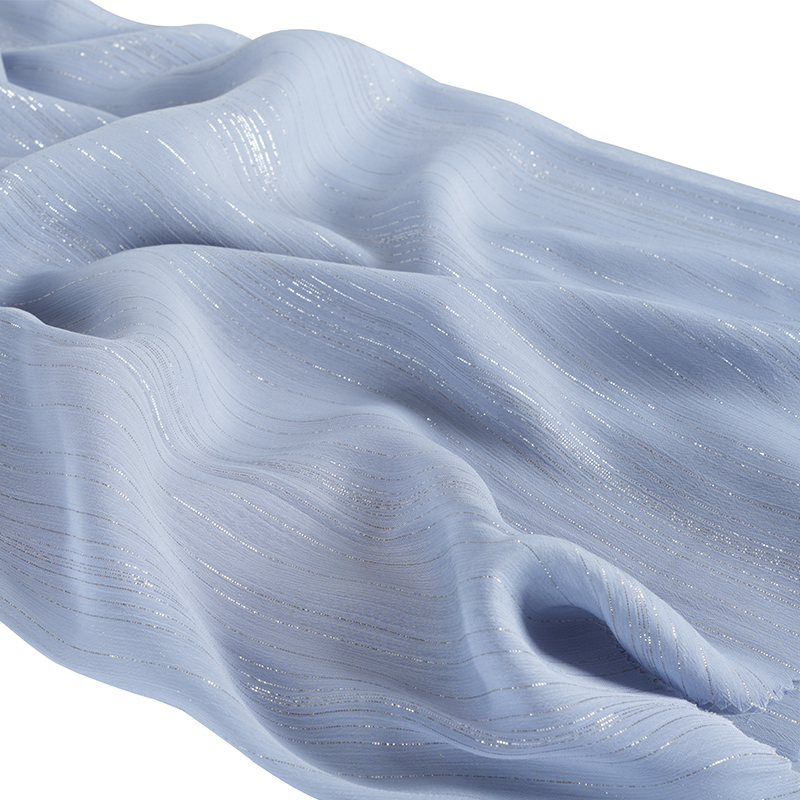 Nieregularna srebrna krepa z szyfonu jedwabnego 75D