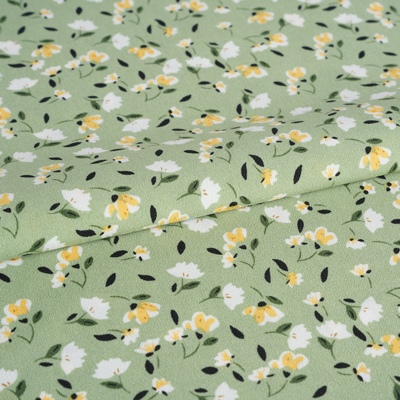 2026*75 Fałszywy Twist Jedwabny Kwiat Yao Krepy Mały Kwiatowy Print Tkanina