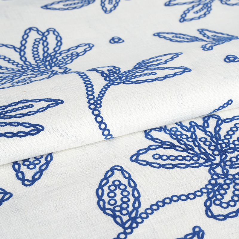 Tkanina lniana wiskozowa 12S z kwiatowym nadrukiem