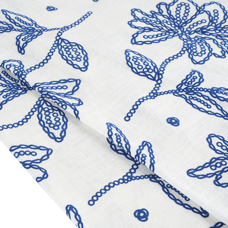 Tkanina lniana wiskozowa 12S z kwiatowym nadrukiem