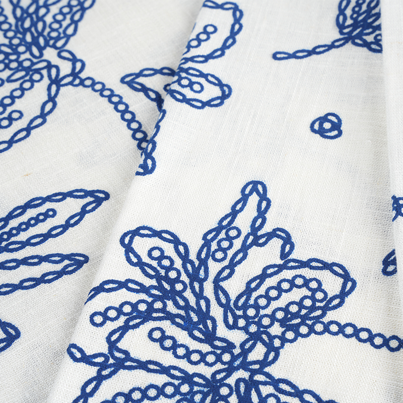 Tkanina lniana wiskozowa 12S z kwiatowym nadrukiem