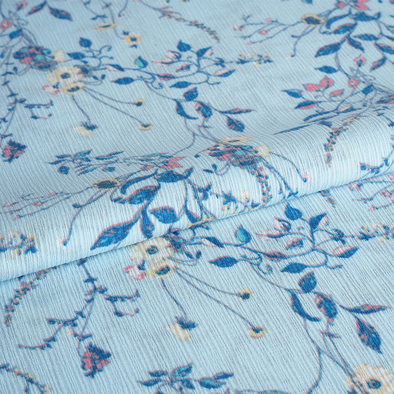 50*68 Kompozytowa tkanina ze znakiem wodnym z marszczoną korą jedwabiu i kwiatem hibiskusa