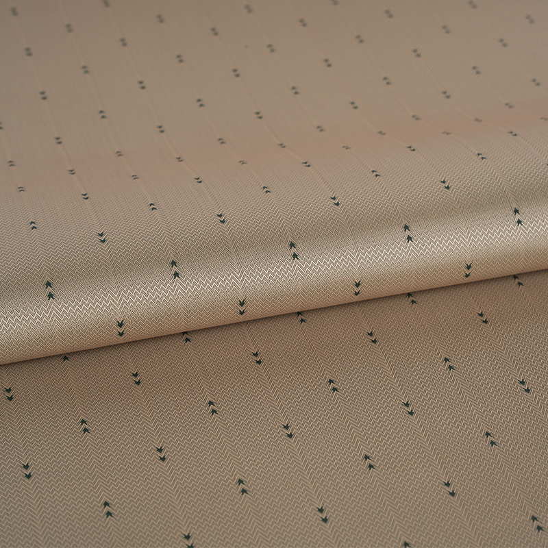 Żakard w paski z falistej strzałki z białego poliestru