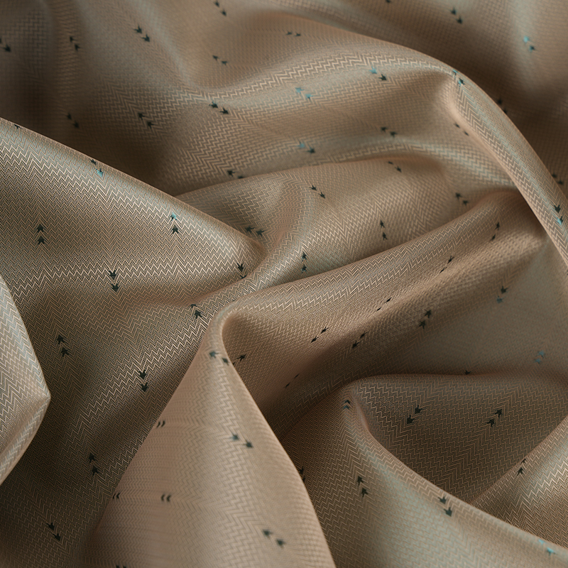 Żakard w paski z falistej strzałki z białego poliestru